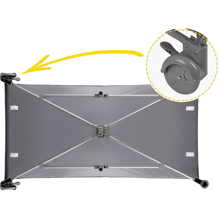 Дитяче ліжечко Ricokids, портативне, манеж, 125x65x78 см, вантажопідйомність 15 кг, складне, два колеса з гальмами, знімний бічний вхід, матрац, сумка, світло-сіре ліжечко, колір Hellgrau