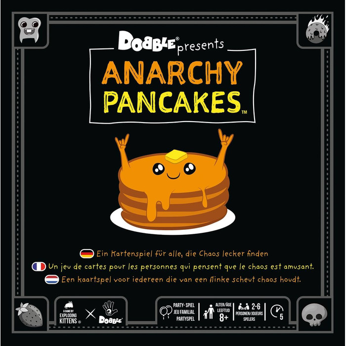 Виличні млинці, Dobble Anarchy Pancakes, Гра для вечірок, Карткова гра, 2-6 гравців, Від 8 років, 5 хвилин, Німецька, Багатомовна