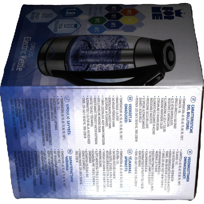 Скляний чайник 1.8 Налаштування температури Вибір температури 40C-100C Зміна кольору LED I BPA FREE I Регулювання температури Чайн