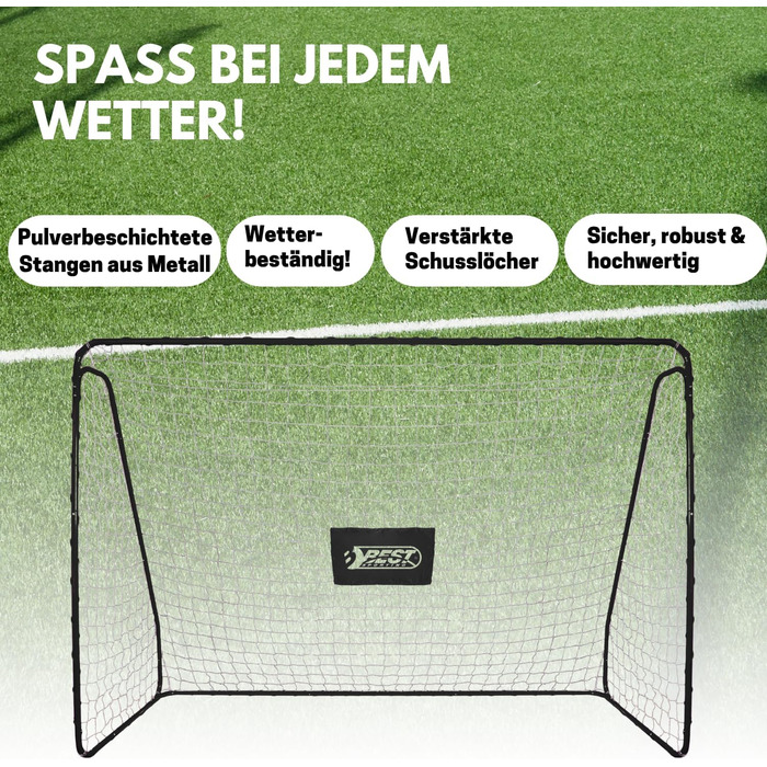 Найкращі спортивні футбольні ворота Дитячі футбольні ворота 240 см x 170 см x 85 см Міцні із зеленою стінкою-мішенню та 5 лунками для стрільби Високоякісні дитячі ворота з сіткою, стінкою-мішенню та кілочками Сірі футбольні ворота