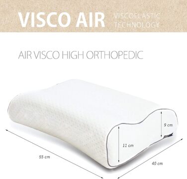 Подушка для сну на боці sei Design VISCO, ортопедична подушка для підтримки шиї Терморегулюючий чохол В&39язкоеластична подушка з піни з ефектом пам&39яті Подушка для шиї Подушка з піни з ефектом пам&39яті 54x40x11/9 см висока ортопедична