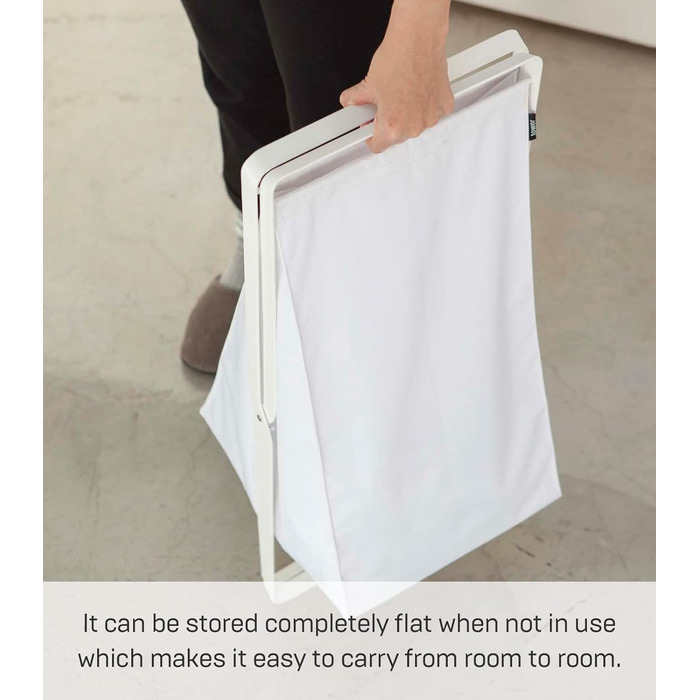 Кошик для білизни Yamazaki 2484 TOWER, білий, сталь/поліестер/поліпропілен, мінімалістичний, 30 x 36 x 64 см