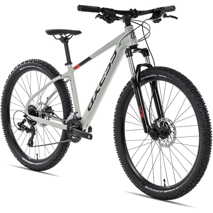 Гірський велосипед Axess Brash MTB Hardtail 16-швидкісна передача Гідравлічні дискові гальма, сірий, 21 дюйм