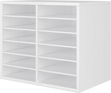 Дерев&39яний настільний органайзер з 12 відділеннями, настільний органайзер для файлів, штабелюваний лоток для файлів A4, лоток для офісних листів, підтримка чистоти на робочому столі, білий