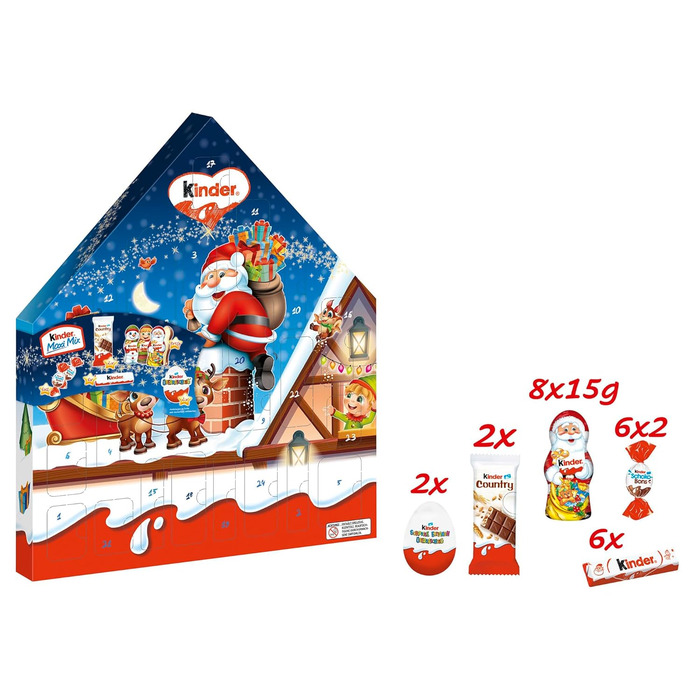 Адвент-календар Kinder Maxi Mix з шоколадними наборами, 351 г