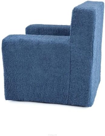 Дитяче крісло-реклайнер (квадратне) - Виготовлене з тканини Тедді - 547x34 см - З функцією сну - М&39яке та безпечне - Oeko-Tex, Синій