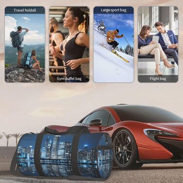 Спортивна сумка для подорожей, стильна міська сумка з нічним малюнком, сумка на нічліг, чорна, універсальний розмір