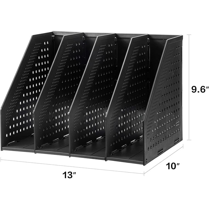 Складна папка-підставка Deli A4, тримач для журналу, для організації та зберігання офісів, висувна коробка для зберігання, настільний органайзер для шкільного офісу з 4 відділеннями, офісний органайзер (темно-сірий)