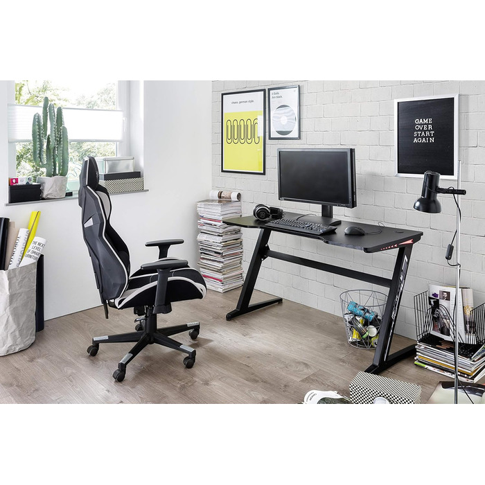 Ігровий стіл із RGB-світлодіодним підсвічуванням, МДФ під карбон, Basic 5