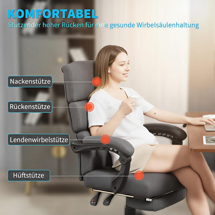 Офісне крісло HOMCOM, ергономічне робоче крісло з підлокітниками та підставкою для ніг, регульоване по висоті поворотне крісло з оксамитовим виглядом, комп&39ютерне крісло, темно-сіре