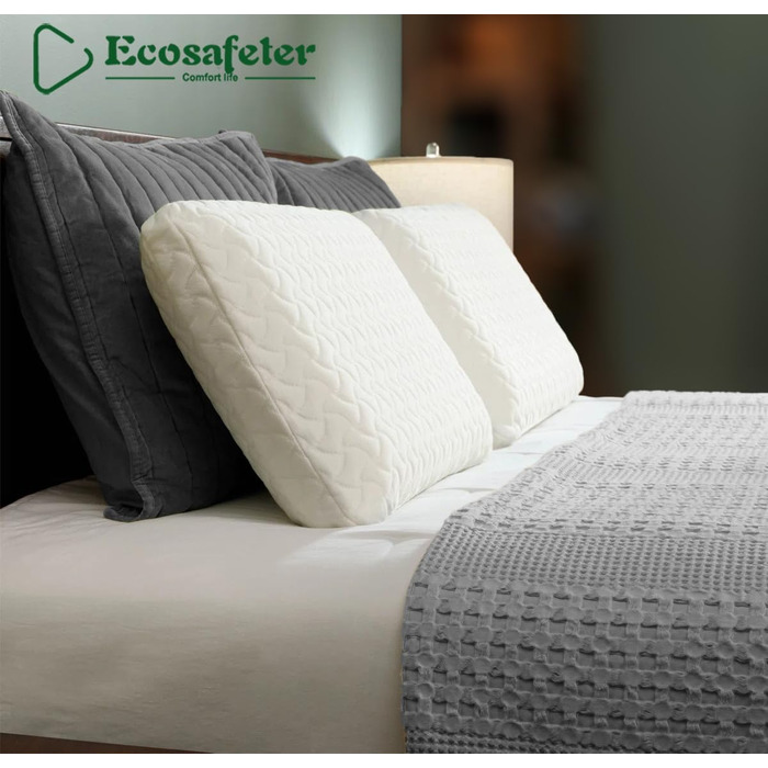 Подушка з піни з ефектом пам&39яті - ортопедична подушка для підтримки шиї. Матеріал високої щільності краще знімає тиск на шию. Ергономічна подушка зі знімним чохлом, який можна прати. Біло-сірий колір.