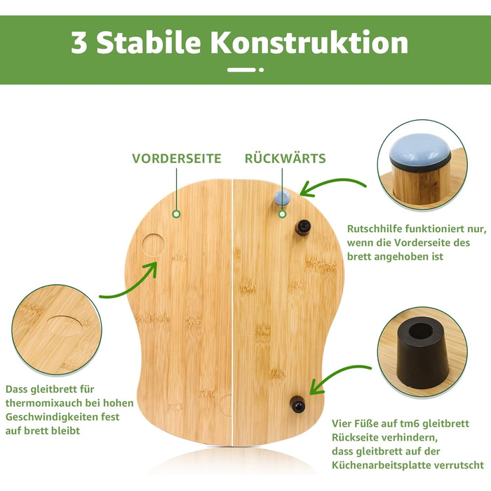 Розсувна дошка для Thermomix TM6 TM5, бамбукова розсувна дошка Аксесуари Швидкорухома дошка для кухонного комбайна Thermomix Vorwerk Ковзна дошка для Thermomix TM6