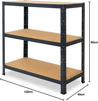 Надміцний домашній стелаж, антрацитовий/металевий стелаж з 3 полицями/металевий стелаж для підвалу, гаражний стелаж, стелаж для майстерні або стелаж для зберігання/змішаний металевий стелаж з вантажопідйомністю 175 кг В 100см / Ш 60см / Г 45см, 100x60x45