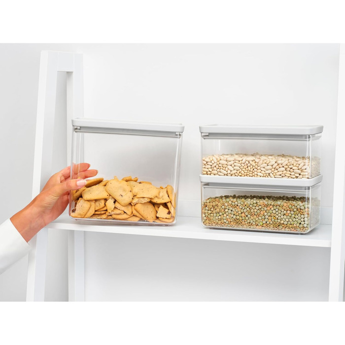 Штабелювані контейнери, набір з 2 шт. 1,5 л та 3,5 л Герметичні контейнери для зберігання із силіконовою кришкою для кухні Для сухих та вологих продуктів, цукру, борошна Світло-сірий