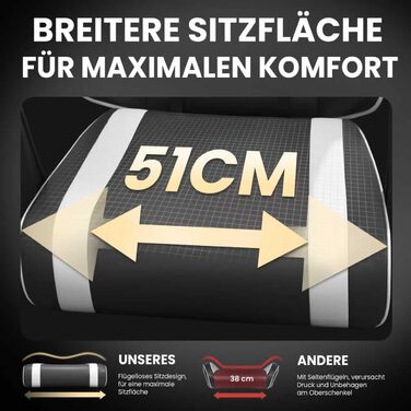 Ігрове крісло - ергономічне, регульоване по висоті, м&39яке ігрове крісло з підставкою для ніг, підголівником та поперековою опорою, обертове крісло, вантажопідйомність 150 кг, чорне, велике