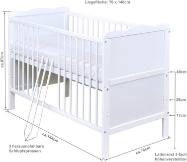 Комплект постільної білизни Generic Baby Deluxe для малюків 70x140, що трансформується в дитяче ліжко White Jack, матрац з 9 предметів (Teddy Moon Grey)