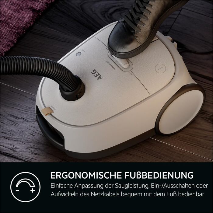 Пилосос із мішком AEG HYGIENIC 6000, 850 Вт, 3 роки гарантії, AB61H6SW Matt Wei