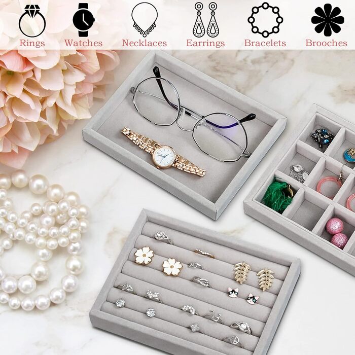 Лоток для ювелірних виробів UMILKI 6 шт. , оксамитовий лоток для ювелірних виробів для ящиків, органайзер для зберігання ювелірних