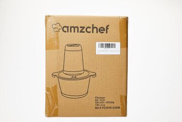 Електричний кухонний подрібнювач AMZCHEF, мультиподрібнювач 500 Вт з чашею з нержавіючої сталі 1,5 л, 2 режими швидкості, 4 леза для м'яса, овочів, цибулі, фруктів, функція безпеки