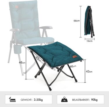 Складаний пуф для ніг EVER ADVANCED, складний табурет висотою 47 см, м&39яка підставка для ніг для крісел, садових та балконних стільців, похила лінія, зелений