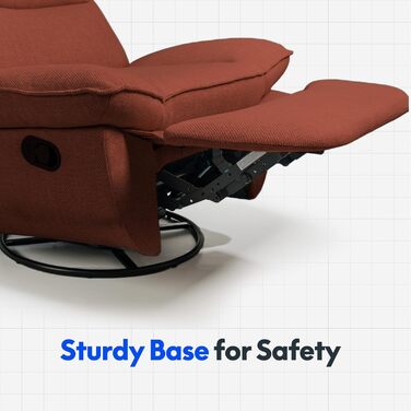 Крісло з ручним керуванням, Крісло-ліжко, Обертове крісло з функцією гойдання, Крісло-гойдалка для вітальні, Крісло для телевізора з регульованою спинкою, Реклайнер (Помаранчево-коричневий) Помаранчево-коричневий XC6 Lotus Manual, 6