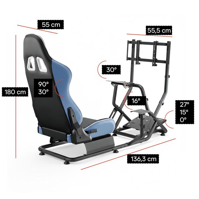 Симулятор кокпіта гоночного крісла повністю регульоване гоночне сидіння