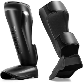 Щитки для гомілок FIVING MMA для бойових мистецтв мякі, регульовані щитки для тайського боксу із захистом підйому стопи, підходять для тренувань та спарингів з тхеквондо/змішаних бойових мистецтв, розмір M, чорні