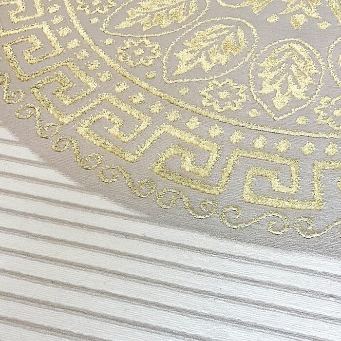 Килим для вітальні спальні меандр короткий ворс чарівний благородний орнамент східний блискучий величезний XXL крем-золото 240 х 3