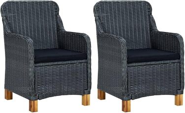 Садові стільці з подушками 2 шт. Poly Rattan Dark Grey