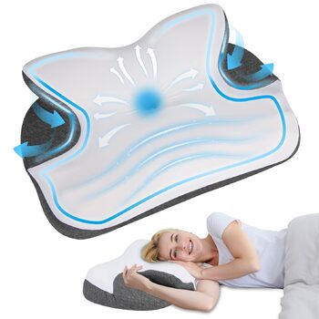 Подушка NEWHEY з піни з ефектом пам&39яті, ергономічна подушка для голови від болю в шиї, ортопедична подушка, подушка для підтримки шиї для сну на боці, спині та животі