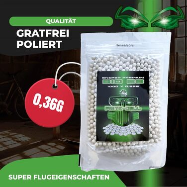 Кульки BB Bio Sniper Airsoft 6 мм преміум-класу – біорозкладні, 0,36 г, 3 × 1000 шт., ідеальні для снайперської стрільби