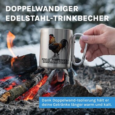 Чашка для пиття з нержавіючої сталі з карабіном Ідея подарунка 330 мл Чашка Кемпінг Клуби, Карнавал, Чашка Марді Гра, Марді Гра Срібна