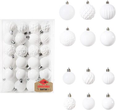 Різдвяні кульоки 48 шт білі BUBEFSKD