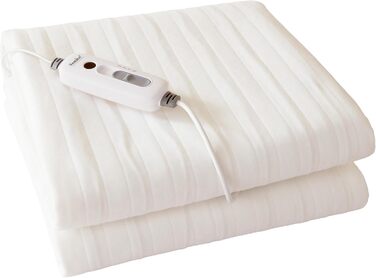 Електрична ковдра Sonive з автоматичним вимкненням, 150x80 см, ковдра з підігрівом та 3 режимами нагріву, можна прати в пральній машині, швидко нагрівається, біла
