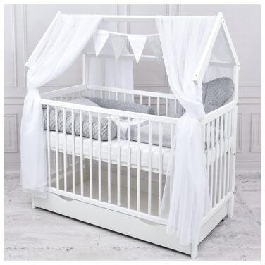 Комплект дитячого ліжечка Generic Baby Deluxe, 60x120 см, білий ящик, захист від падіння, матрац, набір постільної білизни (Loving Bear)