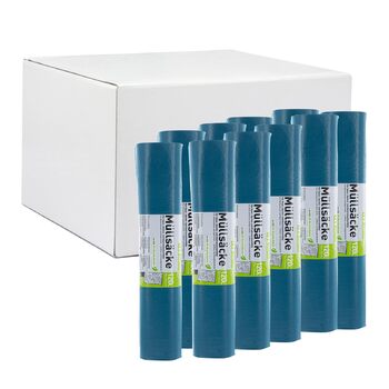 Опт Hossi&39s Мішки для сміття 120 літрів, 10 рулонів по 25 мішків Сині сміттєві мішки для побутових, садових та громадських відходів Міцні сміттєві мішки товщиною 39 мкм (700 x 1100 мм), 1 коробка (10 рулонів) 39 мкм