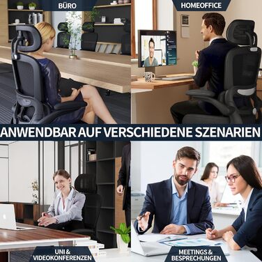 Ергономічне офісне крісло TRALT, до 150 кг, сітка, чорний