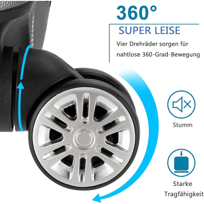 Набір багажу LALAHO з 4 предметів, комплект дорожніх валіз, комплект валіз з твердої оболонки з ABS-пластику, комплект багажу з телескопічною ручкою, ручна поклажа, чорний. Комплект багажу з 4 предметів (смугастий)