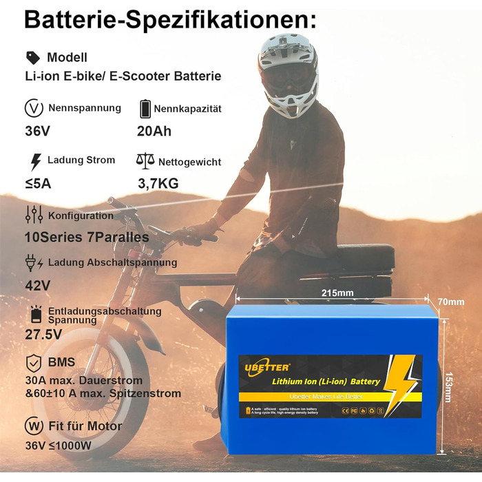 Акумулятор для електровелосипеда 36V 48V 8Ah 10Ah 14Ah 20Ah з комплектом швидкої зарядки 2A, T-подібним штекером, 30A BMS 36V 10AH з комплектом зарядного пристрою