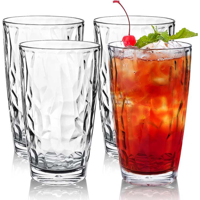Пластикові стакани Topsky, 473 мл, 4 шт. и, прозорі акрилові стакани для пиття, фужери, підходять для гарячих і холодних напоїв, м