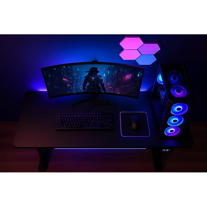 Стіл з регульованою висотою 120 x 60 см, стіл з електричним регулюванням висоти, стіл для роботи сидячи та стоячи, стіл для роботи стоячи, регульований комп&39ютерний стіл, стіл для роботи стоячи, дуб Сонома, Pro Gaming