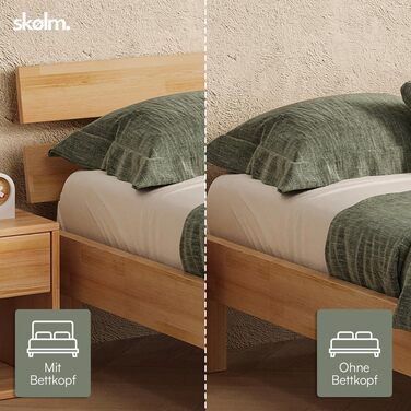Ліжко Skølm Floki з масиву дерева 140x200 см з бука - високоякісний каркас ліжка - каркас ліжка з узголів&39ям - дерев&39яне ліжко з натуральним промасленим покриттям - ліжко 140x200 см, підходить як двоспальне ліжко - футон 140x200 см з узголів&39ям