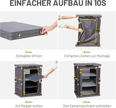 Складана кемпінгова шафа TIMBER RIDGE, розкладна кемпінгова кухня, автомобільна розкладна шафа, кухонний ящик, розкладна шафа, універсальний портативний з сумкою для перенесення, сірий