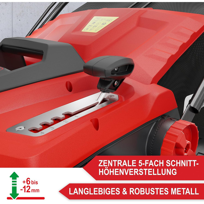 В-1 Електричний Вертикуттер 1800 Вт Ширина захоплення 38 см Обєм травозбірника 45 л з Вертикутуючим та Аераційним Валками для Видалення Моху/Бурянів та Покращення Повітряного Обміну Газону, 2-