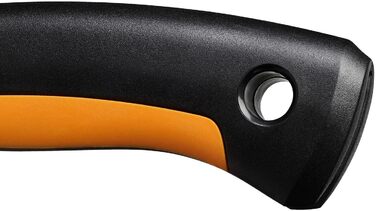 Складна пила Fiskars Plus, для товстих колод і гілок, 3 положення різання, гостре лезо з електроприводом, груба зубчастість, довжина леза 21 см, чорний/помаранчевий, пила SW69, 1067553 (полотно 20 см)