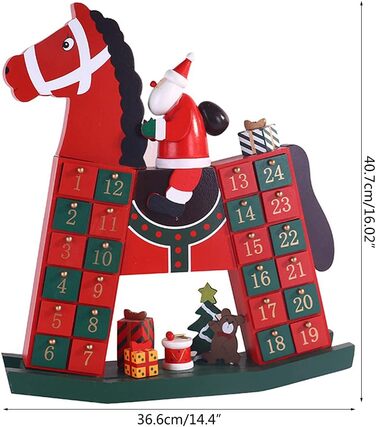 Дерев'яний календар Санта-Клауса на 24 дні Uqezagpa