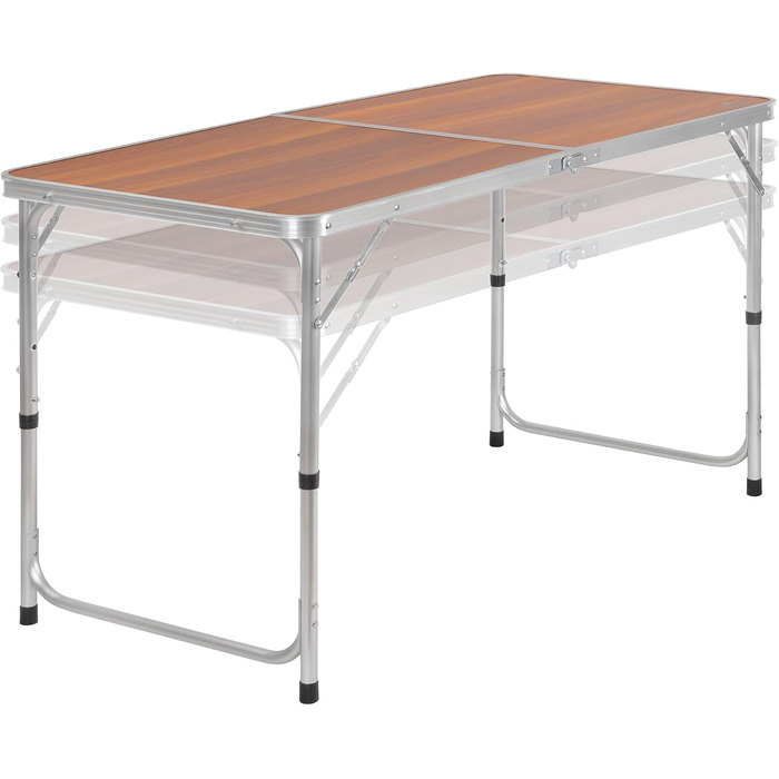 Алюмінієвий кемпінговий стіл CampFeuer для 6 осіб 120 x 60 см Складаний садовий стіл, розкладний стіл, розкладний балконний стіл Вуличний стіл з регульованою висотою, розкладний стіл для кемпінгу, саду, патіо