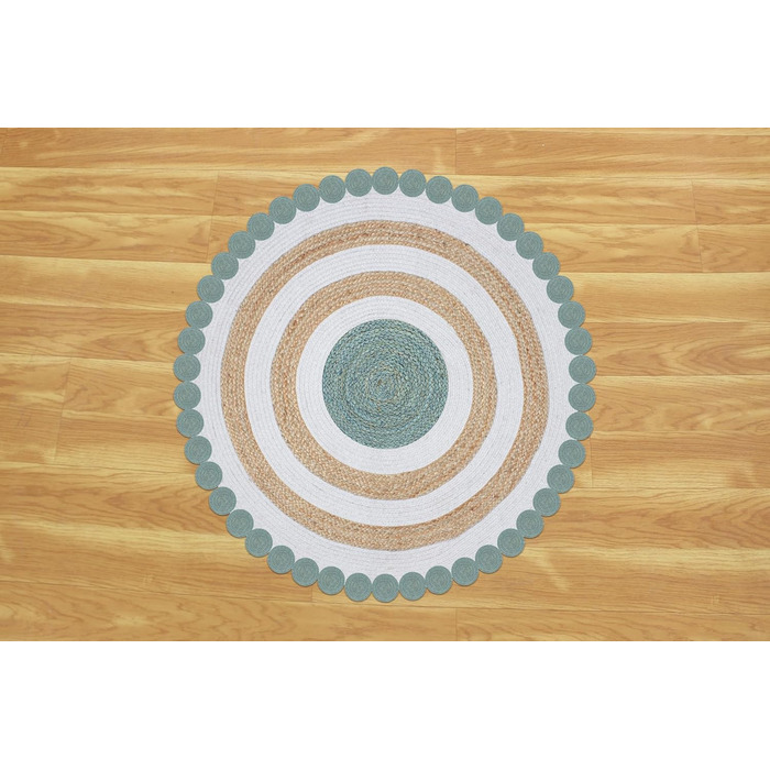 Килим з важкого матеріалу, гофрований, круглий, 30,5 см, бежевий, чорний, круглий килим, килим кілім, гребінчастий край, джутовий