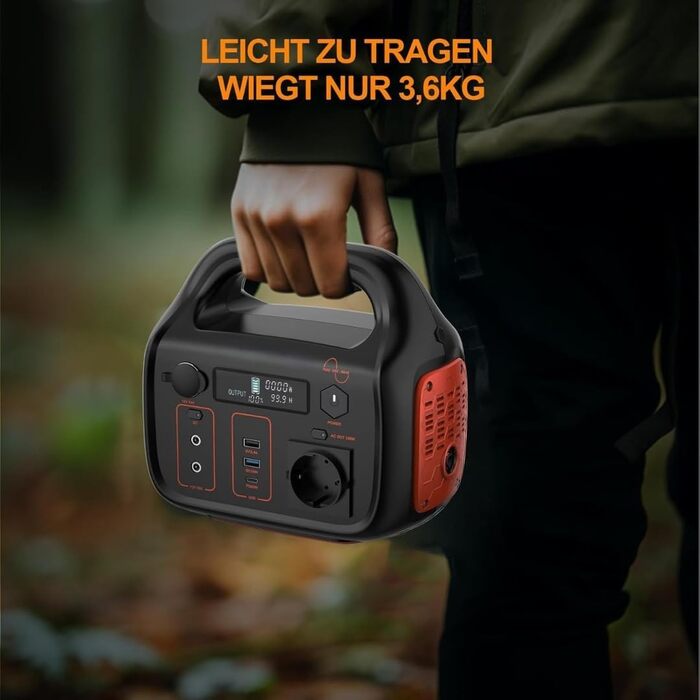 Портативна зарядна станція 296 Втгод 300 Вт з USB-C, AC/DC, вихід 12 В/24 В, сонячна зарядка, світлодіодне освітлення, мобільний акумулятор для кемпінгу, активного відпочинку, надзвичайних ситуацій, сумісна із сонячними панелями