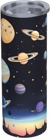 Кружка з прямою трубочкою, дизайн Сатурн, Юпітер, Земля, друкований принт, підходить для кемпінгу, офісу та дому, 590 мл